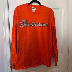 Vintage Harley Davidson Orange Skull Long Sleeve
